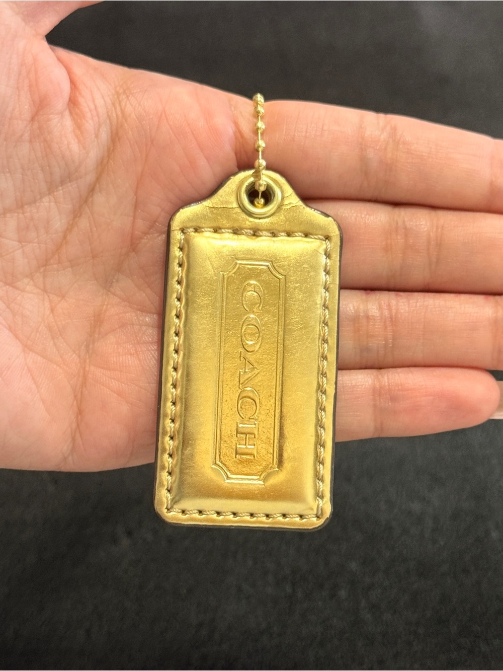 2.5" Medium Y2K Coach Leather Key Fob Bag Charm Keychain Hang Tag/Hangtag